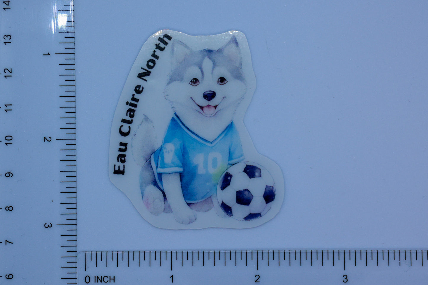STICKER -- Eau Claire Husky Soccer Puppy sticker