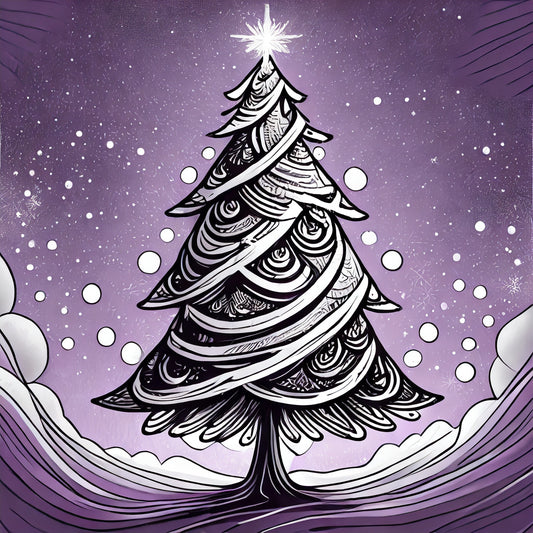 CHRISTMAS TREE STICKER SET -- gift tag/envelope seal -- PURPLE