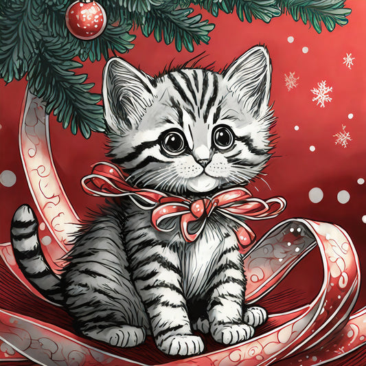 CHRISTMAS KITTENS sticker sets - gift tags/envelope seals -- 4 colors to choose from