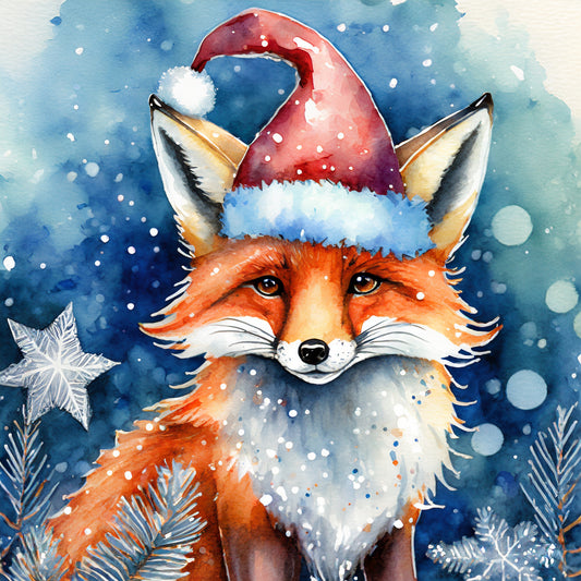 CHRISTMAS FOX STICKER SET -- gift tags/envelope seal