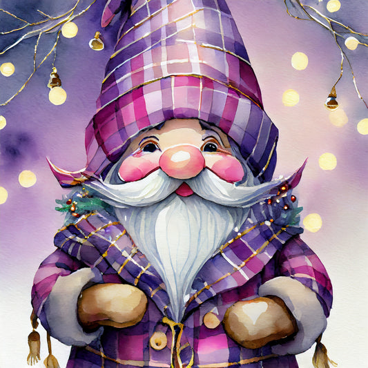 CHRISTMAS GNOME Christmas sticker set -- PINK PURPLE AND SILVER