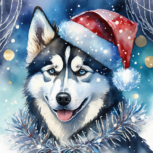 CHRISTMAS HUSKY Sticker set -- gift tag/envelope seal