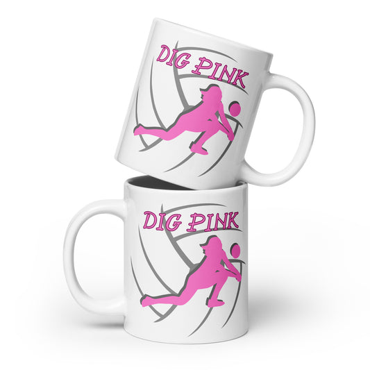 PINK-- Dig Pink white glossy mug